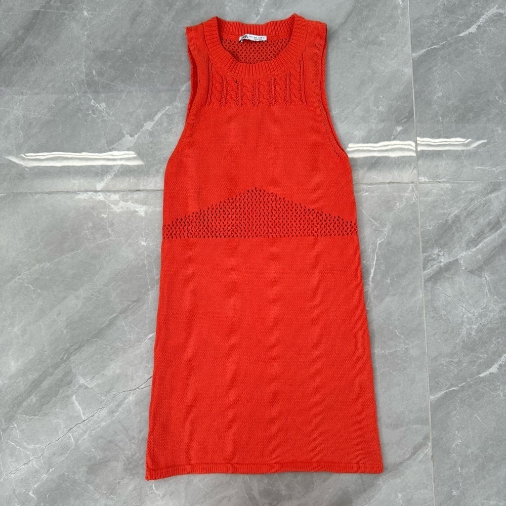 Women’s Zara Chenille Sweater Knit Mini Sleeveless Dress Size Small - Picture 2 of 16